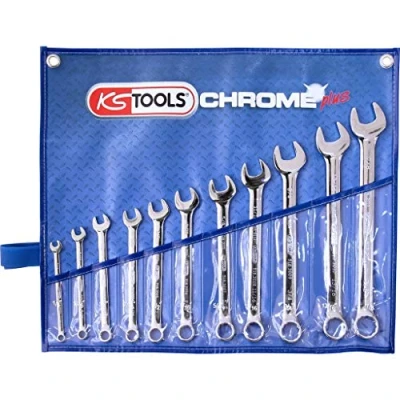 Afbeelding van KS Tools, Spanner, CHROMEplus combinatiesleutelset schuin, ring 15 offset, 11 delen
