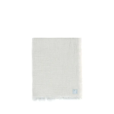 Afbeelding van Jollein hydrofiele ledikantdeken Fringe Stripe Sea Green/Ivory