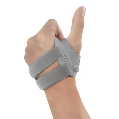 Afbeelding van Spoor vingerbescherming sport duimbescherming metalen drager polsbandage verstelbare duimbrace duimspalk voor gebroken verstuikte artritis peesontsteking gezwollen vingers (R)