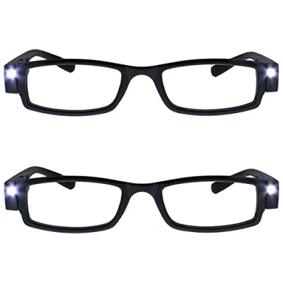Afbeelding van The Reading Glasses Company 2 Pack Verlichte LED Night Time Light Readers Mens Womens Zwart LL1 1 +2.50