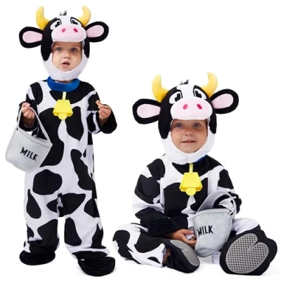Afbeelding van Spooktacular Creations Koeienkostuum voor baby&#039;s, wit (18 24 maanden)