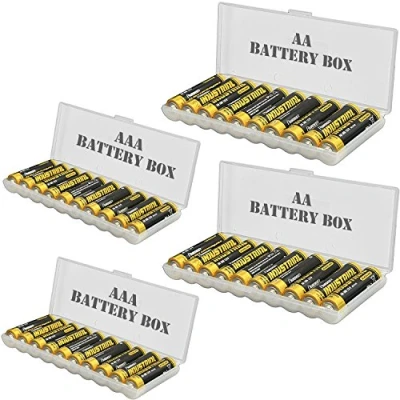 Afbeelding van ABUNRO Batterij Organizer Opbergkoffer voor 60 stks Houder, Upgrade Ontwerp AAA AA 9V en Knop Batterijen Opbergdoos Houdt Verschillende Maten (4 Organizer)