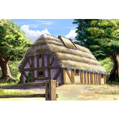 Afbeelding van 1:72 Zvezda 8532 Diorama Landhuis met Rieten Dak Plastic Modelbouwpakket