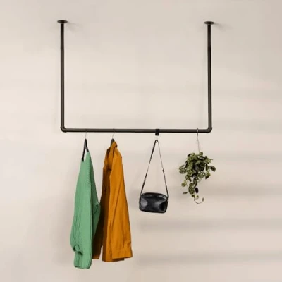 Afbeelding van RSR Hangers Kledingstang garderobe industrieel design voor plafond breedte 100 cm x hoogte garderobestang kleedkamer slaapkamer hal inloopkast