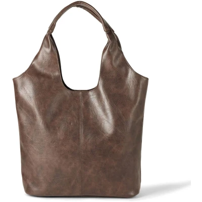 Afbeelding van De Drop Morgan zachte hobo tas, donkerbruin, één maat