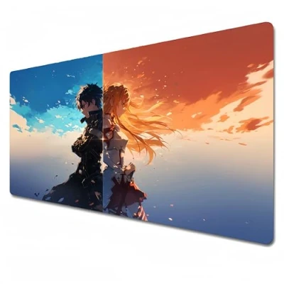 Afbeelding van Odrys Sword art online muispadAnime muismat grootBlauwe gamingXXL 900x400Kantoor bureau matWaterdicht Anti slipKiritoYuuki Asuna (35,4 x 15,7 0,1 inch)