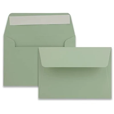 Afbeelding van 75 enveloppen B6 eucalyptus 12,5 x 17,5 cm zelfklevend 120 g/m² brede elegante flap uitnodigingsenveloppen