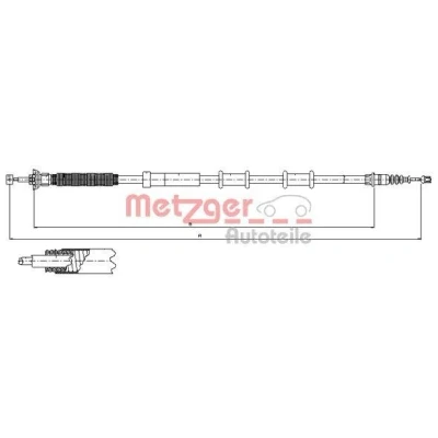 Afbeelding van METZGER 12.0720 Handremkabel Rechts achter 1673/1440mm COFLE FIAT: Grande Punto Hatchback (199) 1.9 D Multijet, 1.4 T Jet 2005