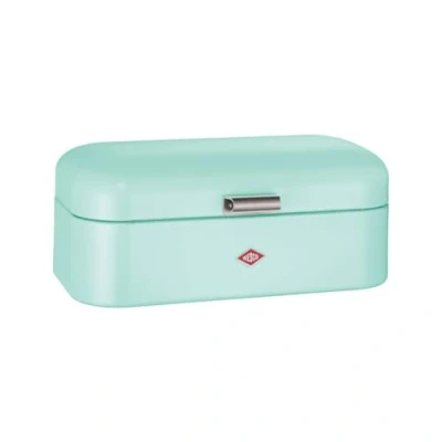 Afbeelding van WESCO Grandy broodtrommel in de kleur mint, gepoedercoat plaatstaal, ventilatiegaten en stabiele handgreep