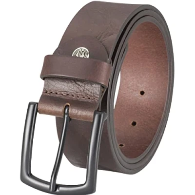 Afbeelding van LINDENMANN Herenriem, jeans, leren riem voor heren, 40 mm breed, jeansriem donkerbruin, Taillewijdte 95 cm Totale lengte 110 B 37.5 L