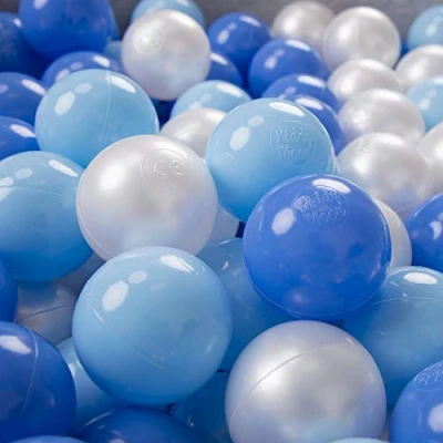 Afbeelding van KiddyMoon Plastic Ballen Voor Kinderen Ø 6Cm Kleurig Gecertificeerd, Babyblue Blauw Parel, 200 Ballen/6Cm