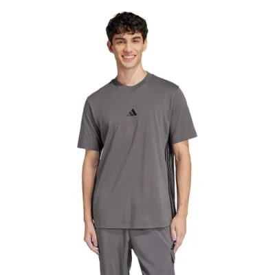 Afbeelding van adidas Heren ESSENTIAL THREE STRIPES SINGLE JERSEY TEE, grey strata/black, S
