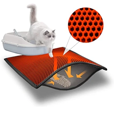 Afbeelding van Blue Eyes kattenbakmat, 60 cm X 40 kattenbakmat honingraatontwerp waterdicht dubbellaags ontwerp honingraatmat (rood)