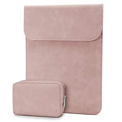 Afbeelding van TECOOL Laptophoes 13 Inch Waterdichte leer Laptop Hoes Sleeve en Accessoire Case voor 2018 2020 Macbook Air M1A2337/A2179/A1392,2016 Pro M1,Surface X 7,Dell XPS 13,Babt Roze