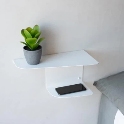 Afbeelding van &quot;MILUKA Zwevend Nachtkastje Set van 2 Witte 40 x 20 cm Hangende Nachtkastjes voor Master Slaapkamer, Volledige Tienerkamer Ideaal als Halmeubel en Woondecoratie Hangend (2, Wit)