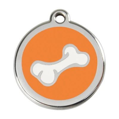 Afbeelding van Comic Bone Orange roestvrijstalen hondenpenning large/groot dia. 3,8 cm RedDingo