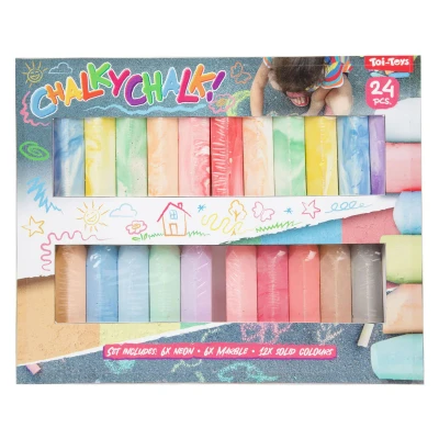 Afbeelding van Stoepkrijt set 24 stuks diverse kleuren neon/marmer/basic