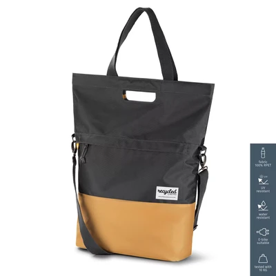 Afbeelding van Urban Proof gerecyclede shopper fietstas 20L grijs oker