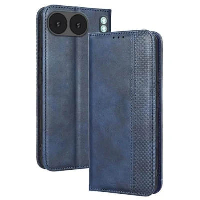 Afbeelding van Topme Hoes voor mobiele telefoon OnePlus Nord 4 5G / Nord4 6,74 inch (17,5 cm) Case beschermhoes, telefoonhoes van leer met stijlvolle, gestructureerde kaartsleuf. Blauw