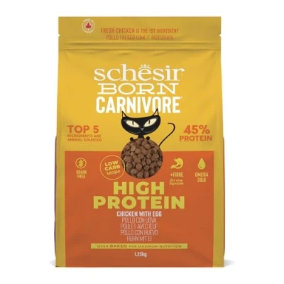 Afbeelding van Schesir Born Carnivore kip en ei, droogvoer voor volwassen katten, gebakken (zak van 1,25 kg)