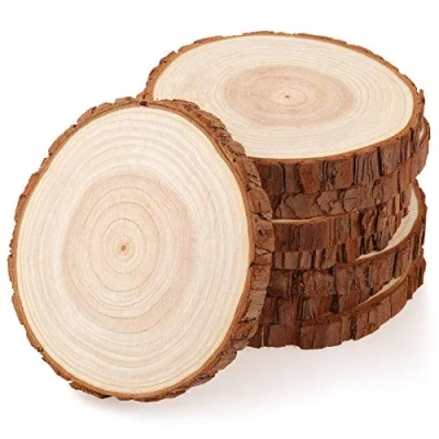 Afbeelding van Fuyit hout plakjes 8 stuks 13 14cm GEEN gat natuurlijke onvoltooide log houten cirkels voor kunstcreatie DIY ambachten bruiloft decoraties Kerst ornamenten