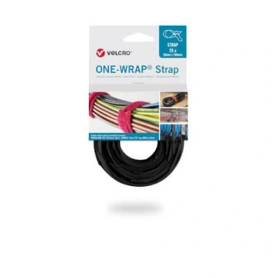 Afbeelding van VELCRO ONE WRAP Strap 20 Mm X 200 Mm. Zwart (25 Stuks)