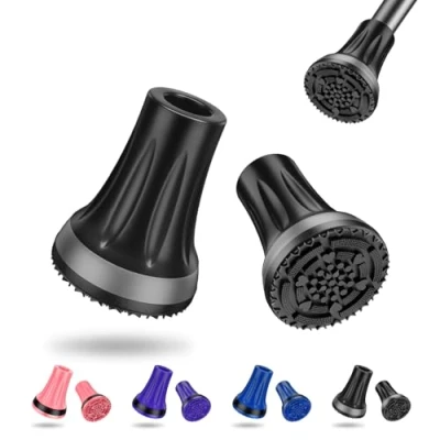 Afbeelding van supregear Rubberen Doppen Voor Krukken, 22 mm Zware Vervangdoppen Wandelstokken En Antislip Verdikte Krukvoeten, Wandelstokdoppen (2 Stuks), Zwart