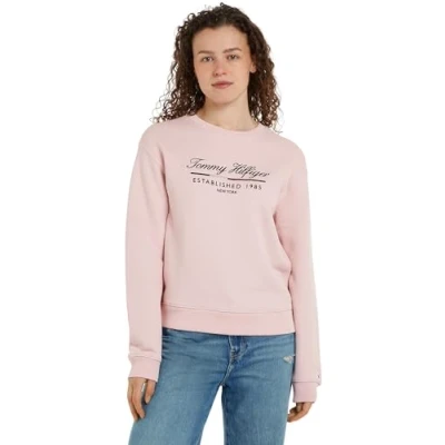 Afbeelding van Tommy Hilfiger Dames MDRN REG SCRIPT C NK SWTSHRT WW0WW43574, Pullover Sweatshirt, Roze, XL, Roze (delicaat roze), XL