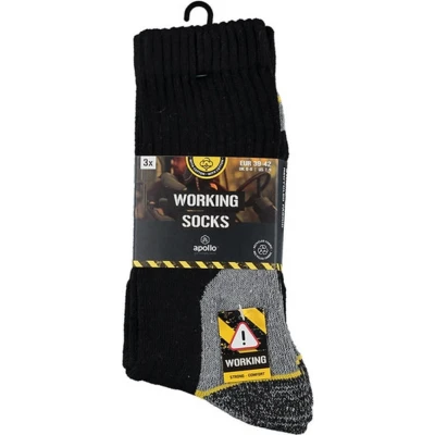 Afbeelding van Apollo Werksokken 3 pack zwart maat 43/46