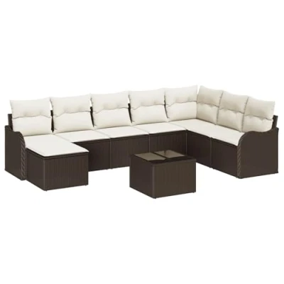 Afbeelding van vidaXL 8 delige tuinset met kussens grijs poly rattan