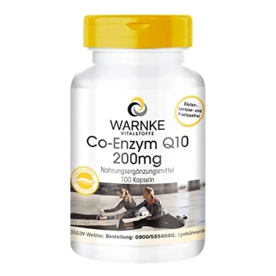 Afbeelding van Coenzym Q10 200mg CoQ10 capsules hoge dosering Ubiquinone 100 Warnke Vitalstoffe Duitse apothekerskwalitei