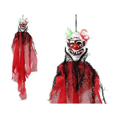 Afbeelding van Halloween/horror thema hang decoratie horror clown enge/griezelige pop 60 cm Feestdecoratievoorwerp