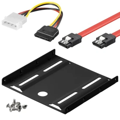 Afbeelding van goobay 64811 harde schijf inbouwframe SSD 2.5 op 3.5 / voor de inbouw van een 2,5 inch in 3,5 behuizingsschacht/SSD houder incl. stroomadapter, SATA kabel en schroeven