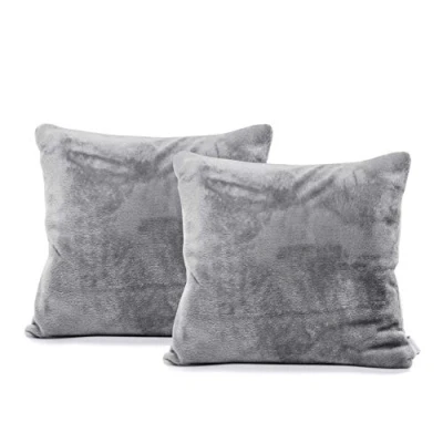 Afbeelding van DecoKing 58480 2 delige set kussenslopen 45 x cm microvezel ritssluiting fleece kussenhoezen zilverstaal grijs Mic