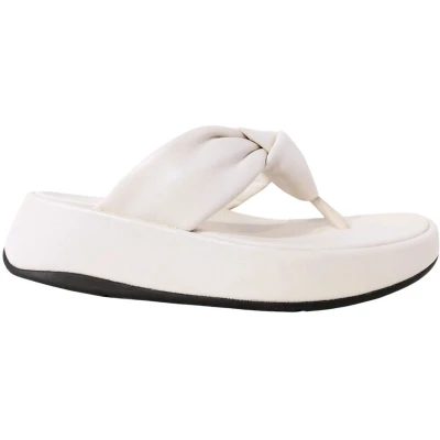 Afbeelding van FitFlop F Mode Knot Soft Leather Flatform Toe Post Sandals BEIGE Maat 41