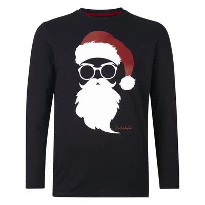 Afbeelding van Jan Vanderstorm regular fit longsleeve REEVERT Plus Size met printopdruk zwart