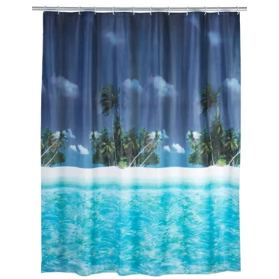 Afbeelding van Wenko PEVA douchegordijn 180x200cm palmstrand inclusief ringen