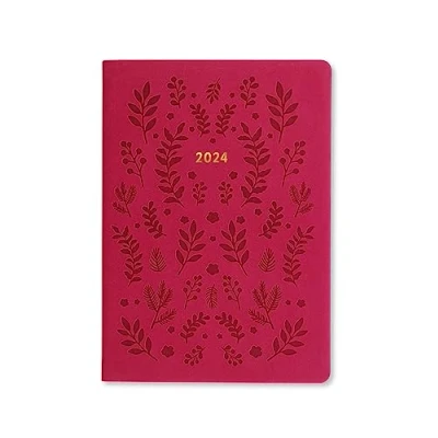 Afbeelding van LETTS Woodland A5 week op 2 pagina&#039;s (meertalig) Pink 2024