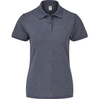 Afbeelding van Fruit Of The Loom Dames Fit 65/35 Poloshirt Korte Mouwen (Heather Marine) Maat XL