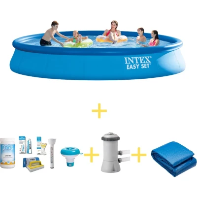 Afbeelding van Intex Zwembad Easy Set 457 x 84 cm Inclusief WAYS Onderhoudspakket, Filterpomp &amp; Grondzeil