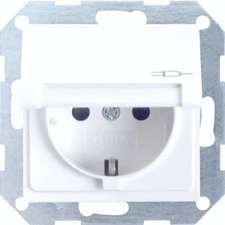 Afbeelding van Gira Systeem 55 wandcontactdoos randaarde 16A 250V zuiver wit mat