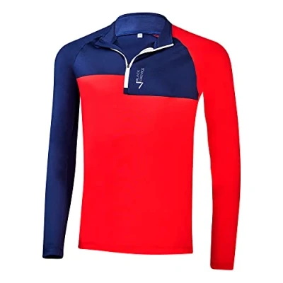 Afbeelding van Black Crevice Heren ski rolli met ritssluiting, functioneel shirt lange mouwen, in verschillende kleuren en maten, flexibel ademend herenshirt marineblauw/rood, XL