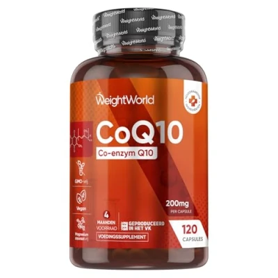 Afbeelding van WeightWorld Co Enzym Q10 CoQ10 200mg 120 vegan capsules voor 4 maanden voorraad