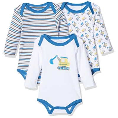 Afbeelding van Playshoes Schnizler set 3 rompers lange mouw bouwwagens