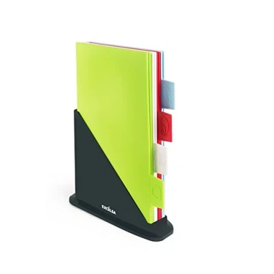 Afbeelding van Excelsa Totem Set van 4 opvouwbare snijplanken met standaard, polypropyleen, meerkleurig,Veelkleurig.