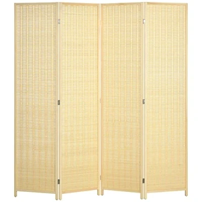 Afbeelding van HOMCOM Paravent van hout, ruimteverdeler, scheidingswand, opvouwbaar, 4 panelen, 180 x cm, voor slaapkamer, huis, binnenruimtes