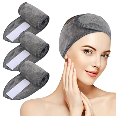 Afbeelding van KinHwa Haarband, cosmetica, hoofdband, badstof, 3 stuks, haarmake up, verstelbare haarbeschermingsband met klittenbandsluiting, microvezel, haarbanden, cosmetica voor make sport, yoga, spa,