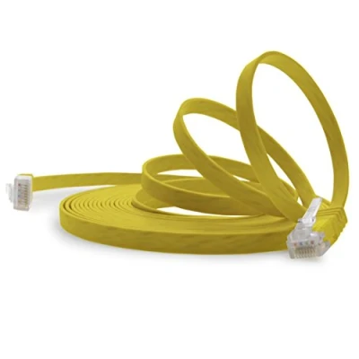 Afbeelding van 10m Cat6 platte Netwerkkabel Lan Ethernet Gigabit Kabel Cable Patchkabel RJ45 geel 1 stuk