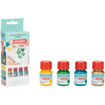 Afbeelding van Talens Art Creat.Glas &amp; Porselein Dekkend Set 4 x 30 ml Groen Goud