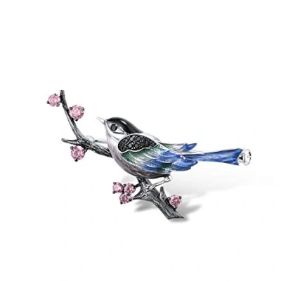 Afbeelding van Santuzza Zilveren Broche voor Vrouwen Pure 925 Sterling Zilver Mooie Magpie Vogels Dier Trendy Mode Sieraden Handgemaakte Email
